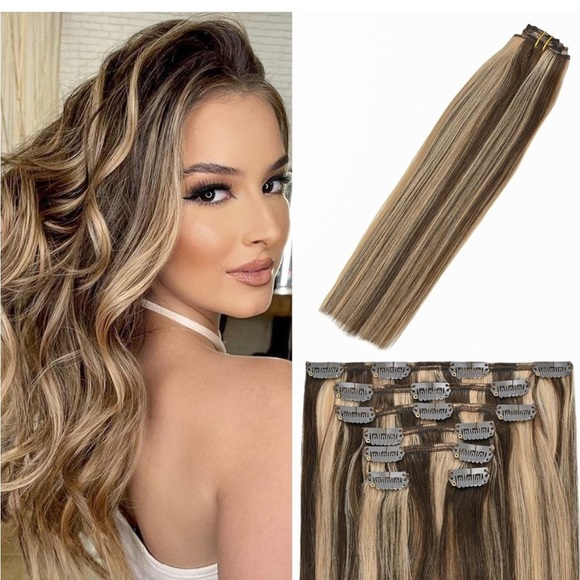 WindTouch Clip in Hair Extensions 100% Remy Hair 7 pieces - Picture 1 of 5